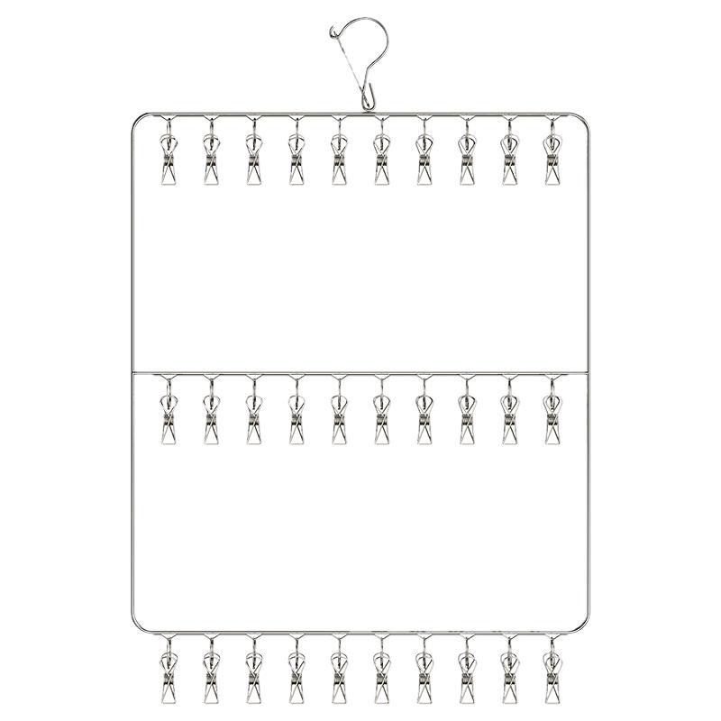 不锈钢衣架袜子内衣多夹子婴儿阳台防风加粗收纳省空间晾晒神器