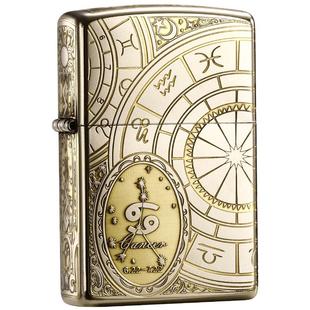 zippo打火机五面十二星座磨砂深雕煤油防风正版ZPPO芝宝正品男士