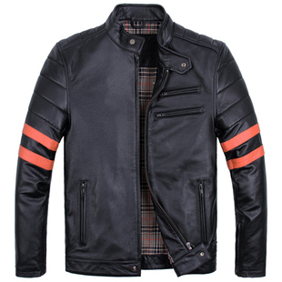 断码清仓真皮皮衣青年男士修身短款机车皮夹克立领单皮时尚外套潮