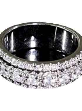 塞纳河畔满天星宝石转动戒指 星河璀璨 镀18K金 多排闪钻锆石戒指