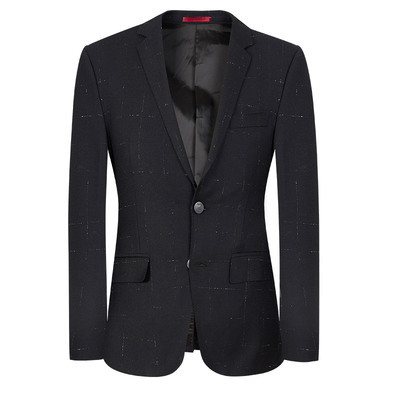乔顿商务正装修身纯羊毛格子西服