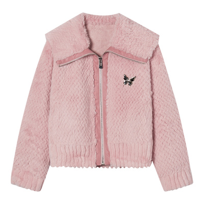 Eptison复古甜美风毛茸外套