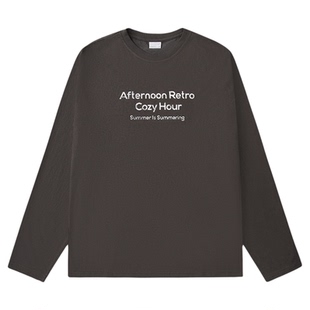 roaringwild a arch 咆哮野兽 字母印花男士打底衫情侣款长袖T恤