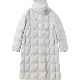 播商场同款方格保暖长款龟背羽绒服女冬新款宽松外套BDS4RD3596