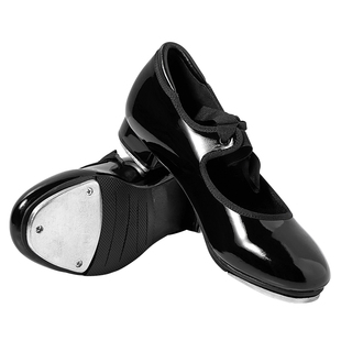 柠檬运动踢踏舞鞋女成人黑色软底包头系带跳舞鞋专业舞蹈教师鞋