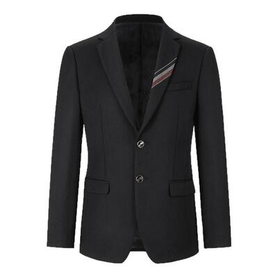 PP轻奢男装春季新款高级黑色时尚潮流休闲西装外套男单西