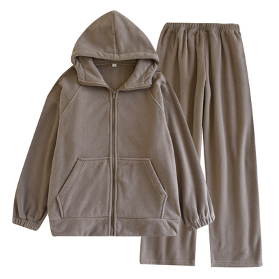 摇粒绒家居服睡衣套装纯色男士