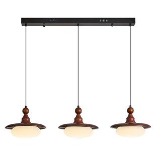 雷士照明中古风餐厅吊灯新款胡桃木色吧台灯宋氏美学护眼复古灯具