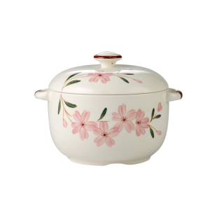 多美然日式樱花陶瓷汤盅甜品隔水炖盅宝宝蒸蛋盅带盖汤煲炖罐内胆