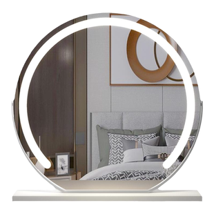 创镜半圆led化妆镜带灯台式桌面大号充电梳妆台镜子宿舍网红卧室