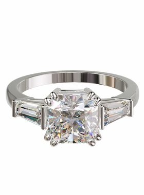 18K金正方小八角八爪镶侧石戒轻奢小众设计婚戒可定制百搭食指戒