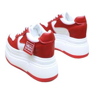 超高12cm增高小白鞋女鞋2024新款小个子厚底10cm松糕鞋休闲新娘鞋