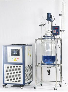 双层玻璃反应釜定制50L1L-100L实验室萃取蒸馏双层玻璃反应釜定做