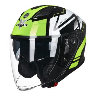 美国VEGA进口摩托车头盔男女双镜片蓝牙半盔覆式复古机车四季通用