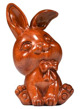 雅造花梨可爱兔摆件吉祥物工艺品