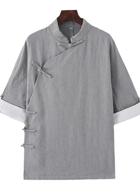 古风男装棉麻道袍斜襟改良汉服