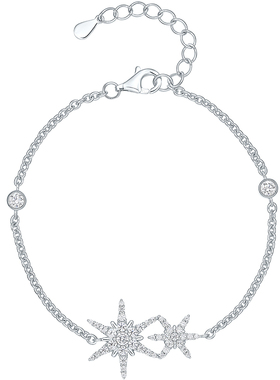 周六福女S925银双子星手链