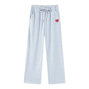 BE海岛绒睡裤女款长裤秋冬款珊瑚绒冬天家居裤格子居家裤加绒冬季