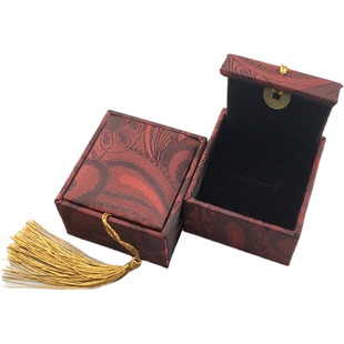 高档复古流苏玉器手镯吊坠挂件盒印花珠宝檀木手链收纳礼品盒包装