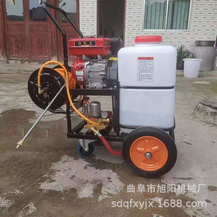 公园杀虫绿化喷雾机 60升汽油动力打药机 推拉式高压远程喷药机