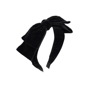 法式复古大蝴蝶结高颅顶发箍显脸小[星夜]黑色适合圆脸的发饰头饰