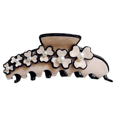 法式高端珍珠花朵发抓盘发鲨鱼夹