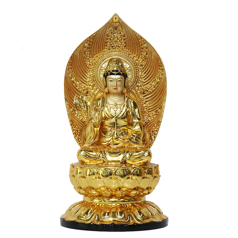树脂贴金三宝佛家用供奉摆件