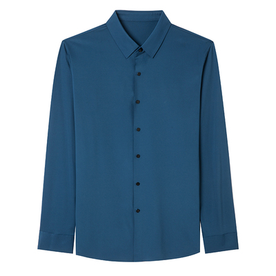 罗蒙免烫垂感弹力长袖衬衫男士