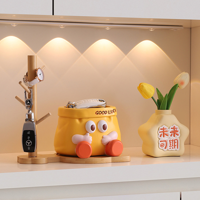 入户玄关摆件可爱纸袋钥匙收纳鞋柜置物架家居客厅电视柜桌面装饰