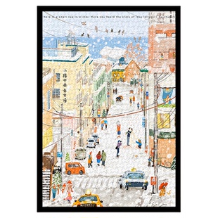 初雪之夜小樽的情书拼图1000片木质带相框可定制治愈温暖益智玩具