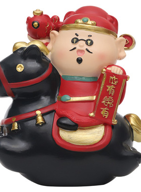 创意八骏赐福马上有钱桌面小摆件