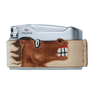 PRINCE王子充气打火机皮雕彩绘大牙卡通骏马个性创意烟具生肖礼物