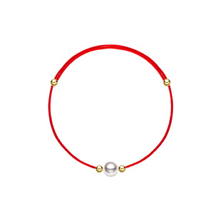 HELAS赫拉极光系列高亮Akoya海水珍珠手绳18K黄金珠宝转运珠红绳