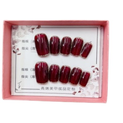 手工定制穿戴甲成品网红冰透描边