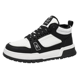 欧洲站高帮男鞋2025新款冬季加绒保暖棉鞋男运动休闲板鞋中帮潮鞋