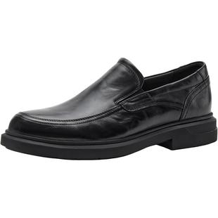 Bata正装皮鞋男2026春季商场新款抓纹粗跟通勤牛皮单鞋92K01AM6