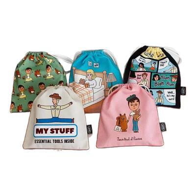 韩国1537小众插画抽绳束口收纳袋