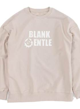 BlankGentle印花奶油灰圆领卫衣大码男生舒适运动休闲风美式校园