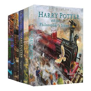 哈利波特彩绘版1-5套装 英文原版 Harry Potter 插画版 哈利波特与魔法石 密室 阿兹卡班的囚徒 火焰杯 凤凰社 搭非官方魔法全书