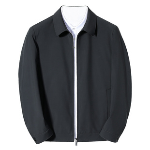 爸爸秋装外套中年男士商务休闲行政夹克中老年人春秋款老干部上衣