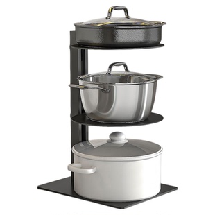 JEOYI高端黑色锅具收纳架厨房锅架台面下水槽多层放锅置物架