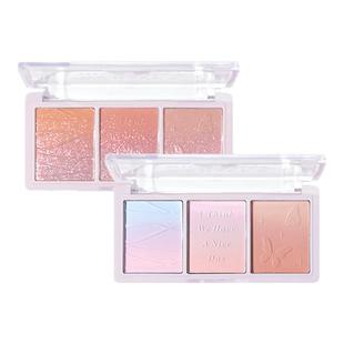 holdlive三色腮红高光修容眼影一体盘渐变腮紫腮蓝自然裸妆三合一