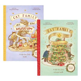 猫猫家族系列绘本3册套装 Cat Family 节庆假期 Christmas 博物馆游记 Museum 英文原版 翻翻页 精装儿童绘本 又日新