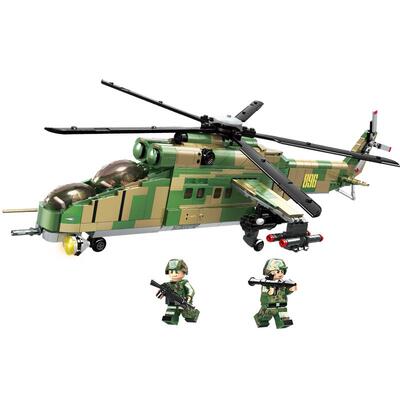 沃马积木武装直升机军事模型