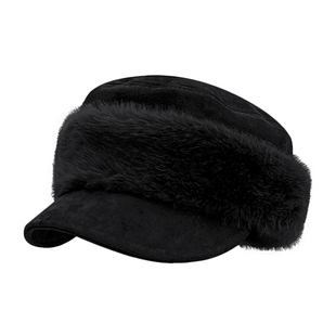 美拉德复古麂皮绒毛檐帽子女秋冬保暖百搭显脸小报童帽优雅马术帽