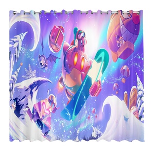 星之卡比定制窗帘布遮光儿童房卡通女生卧室粉色飘窗背景隔断挂帘