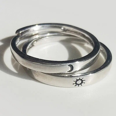 Sun Moon Couple Rings Set Open Adjustable Ring Eachother Lov