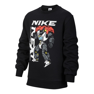 NIKE耐克男女大童加绒卫衣26春新款机甲印花针织运动衫IR0099-010
