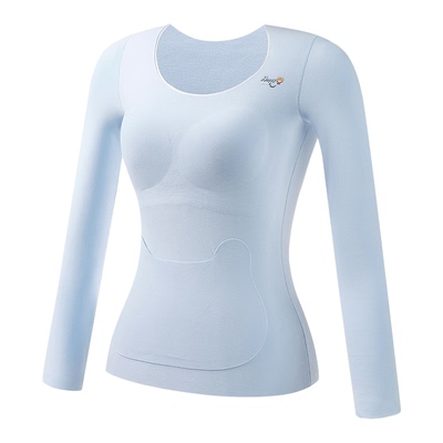 保暖内衣女带胸垫上衣文胸一体式