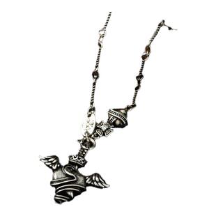 欧美潮牌天使之心天使翅膀爱心吊坠复古男女个性百搭锁骨链项链